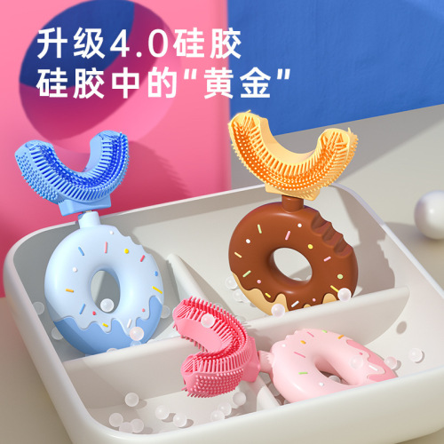 factory direct sales children toothbrush infant baby u-brush food grade silicone toothbrush wholesale donut toothbrush