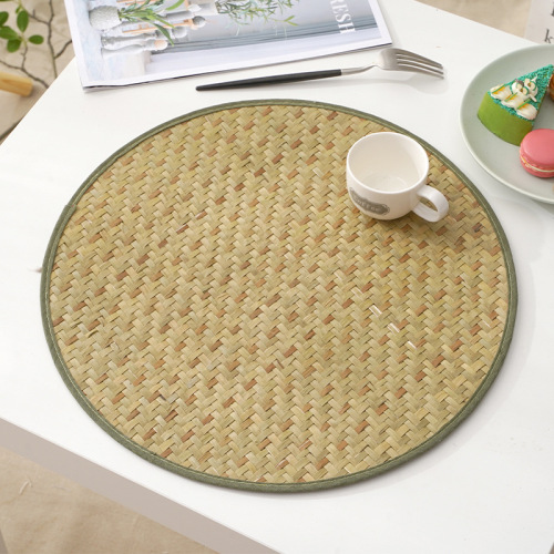 chinese pastoral water grass woven insulation pad natural pure handmade green woven placemat non-slip pot mat cup bowl mat