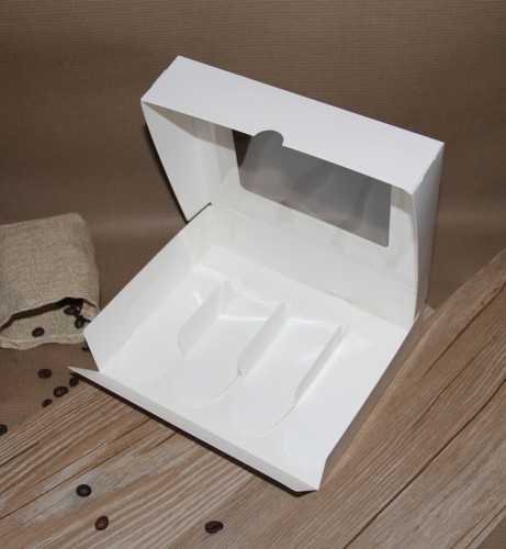 4 open window clamshell for pastry bread lightning puff box cheese strip box baking packaging