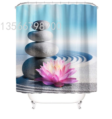 [bath] shower curtain punch-free bathroom shower partition curtain waterproof and mildew-proof shower curtain set accept customization