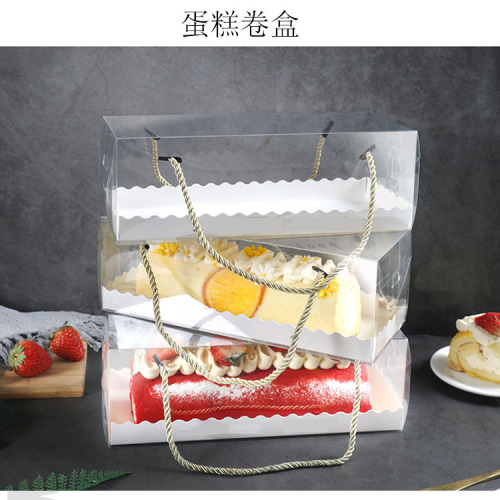 transparent portable cake roll packing box towel roll box swiss roll small western dessert baking packing box wholesale