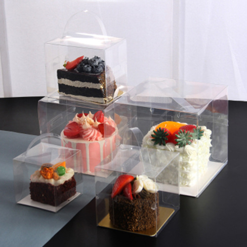 Portable Dessert Box 4-Inch 5-Inch Transparent Pet Dessert Cake Box Multi-Layer Cut Triangle Mousse Box Baking Packaging