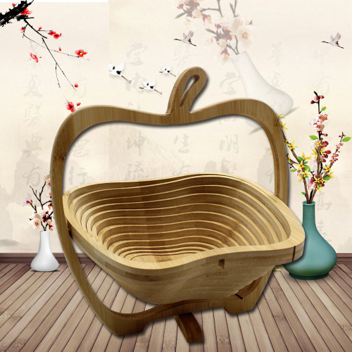 Bamboo Folding Fruit Basket Creative Fashion Crafts Basket Bamboo Gift Storage Basket Wholesale