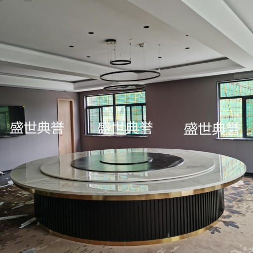 Electric Dining Table in Xiangtan Five-Star Hotel dining Room Box Marble Electric round Table Remote Control Automatic Turntable Dining Table