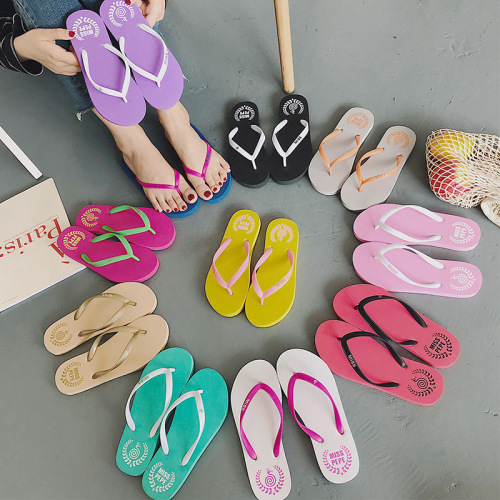 New 2022 Korean Style Summer Casual Women‘s Flip Flops Students Flat Non-Slip Outdoor Beach Sandals