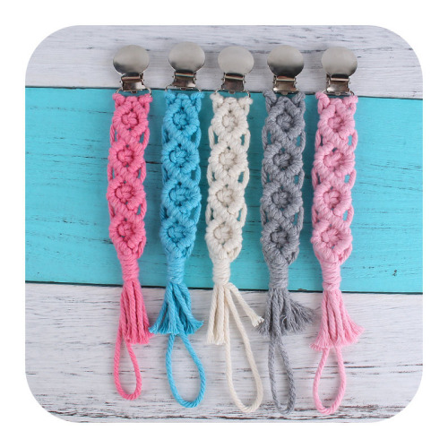 Baby Supplies Popular Flat Pacifier Clip Pacifier Rope DIY Baby Creative Handmade Woven Cotton Rope Fork