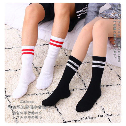 Spring New Men and Women Solid Color Screw Type Parallel Bars Couple Mid-Calf Stocks Cotton Breathable and Simple Socks for Men and Women Wholesale