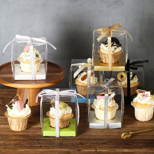 fully transparent single-grain paper cup small cake box 1 muffin cup pudding bran cup western dessert baking box
