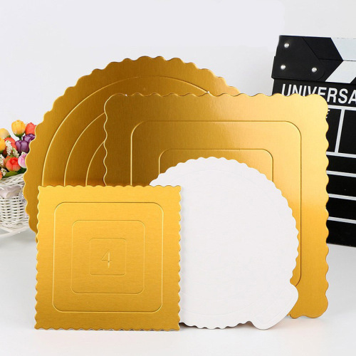 4/6/8/10/12 Inch Gold Color Thickened Cake Base Gray Chip round Hard Paper Pad Lace Mousse Baking Tray