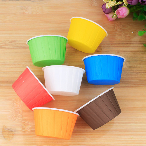 Solid Color Roll Mouth Cake Paper Cup Coated Curling Muffin Cup Large High Temperature Resistant Folding Baking Resistant cup Manufacturers Wholesale