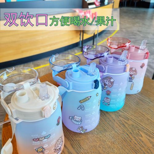 e-commerce amazon foreign trade double drink cup gradient big belly cup straw mobile phone strap outdoor portable student adult