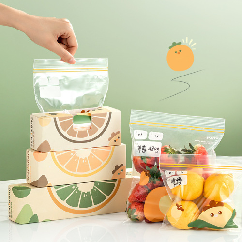 fresh-keeping bag household food grade self-sealing food refrigerator frozen sealed bag vegetable and fruit classification bag with label