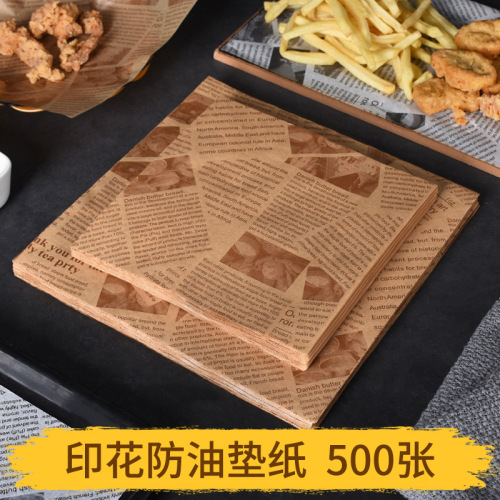 hamburger silicone paper baking fried chicken oil-absorbing and oil-proof paper snack fries pad paper english newspaper tray oil paper