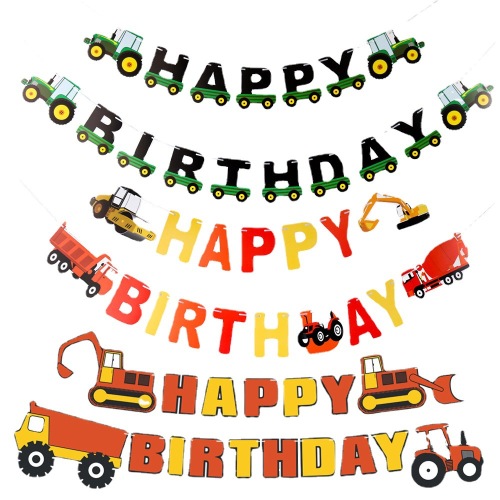 Excavator Happy Birthday for Transporter Alphabetical Flag Happy Birthday Party Happy Birthday Bunting