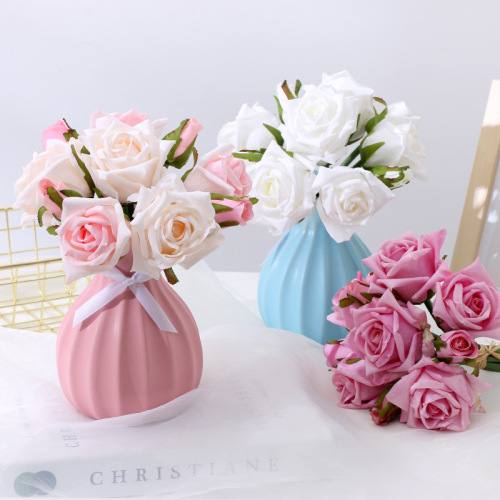 Tie 10 Heads Feel Artificial Rose Dining-Table Decoration Bride Holding Moisturizing Lamination Emulational Rose Flower