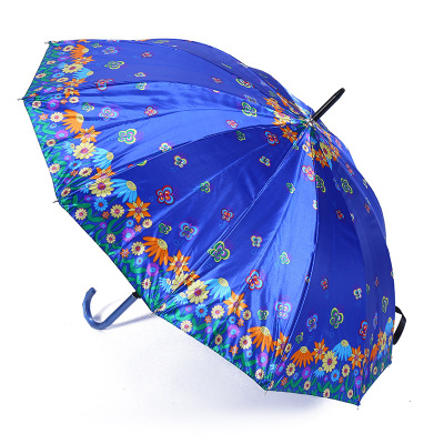 Umbrella 12K Satin Flower Umbrella Colorful Handle Umbrella Gift Advertising Umbrella Foreign Trade Umbrella