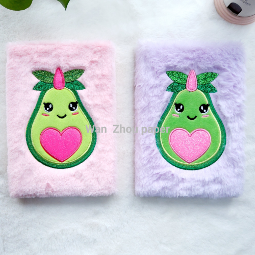 factory direct sales avocado embroidery craft plush notebook hand book manual book