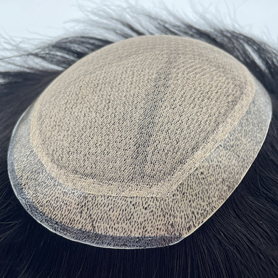 假发男双递针男士短发发块真人发全手织补发片地中海假发递 针帅