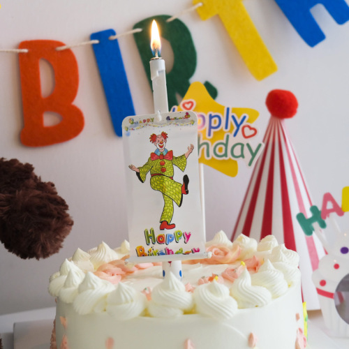 funny surprise banner clown musical candle birthday party surprise cake candle decoration ornaments plug-in components