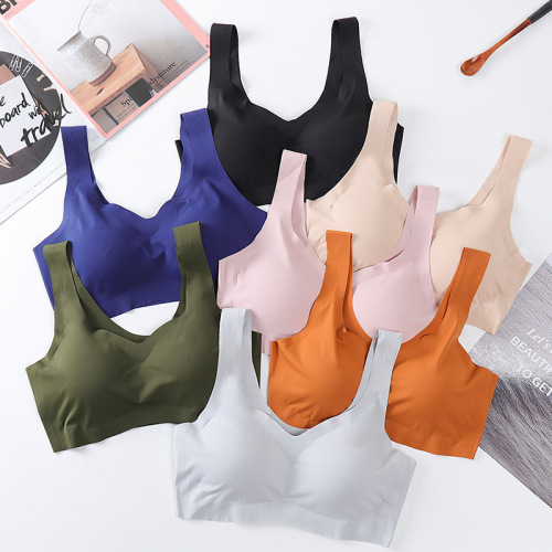 peace of mind four generations japanese seamless underwear women‘s wireless push up sleep shockproof yoga large size sports vest bra