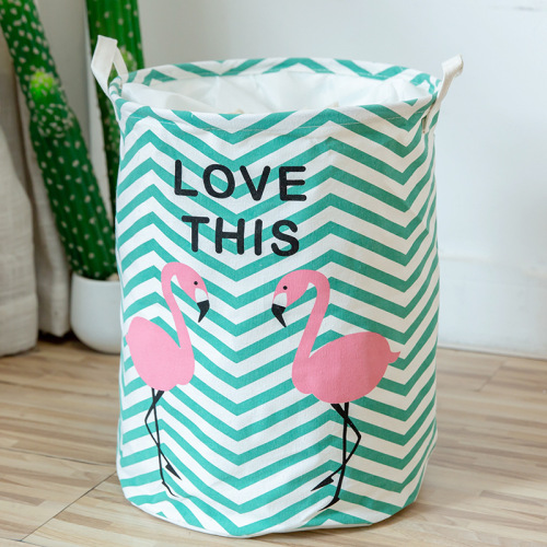 new color printing storage bucket fabric clothes basket laundry basket cotton linen cartoon storage folding storage basket