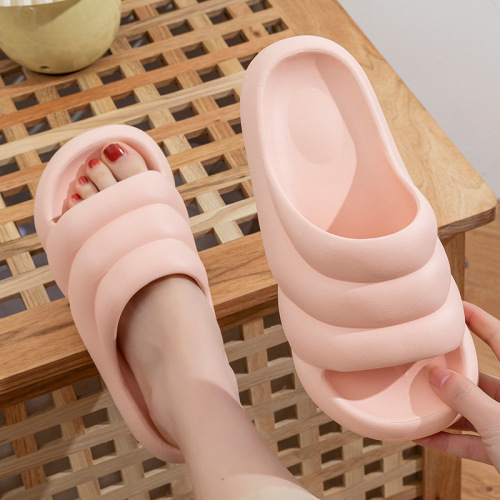 Drooping Slippers for Women Breathable Home Striped Bathroom Bath Couple Thick Bottom Home Men‘s Sandals Summer Outdoor Wear
