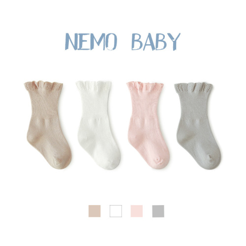 21 Spring and Autumn New Lace Girls‘ Socks Combed Cotton Newborn Baby Socks Handmade Boneless Sewing Head Children‘s Socks