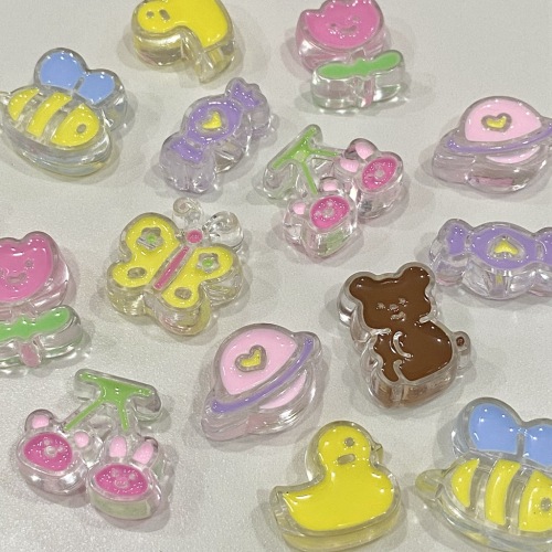factory direct retail transparent dripping yellow duck tulip candy diy cartoon hair rope chain beaded accessories