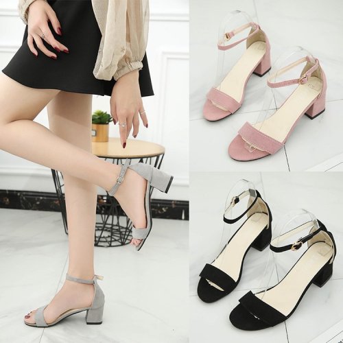 women‘s sandals 2022 summer new korean style simple chunky heel sandals high heel fashion sandals