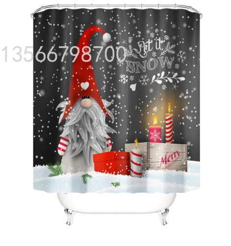 New Shower Curtain Home Bathroom Partition Waterproof Shower Curtain Waterproof and Mildew-Proof Shower Curtain Set 