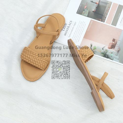 summer new sandals women‘s guangzhou women‘s shoes soft bottom simple sandals women‘s flat shoes weave vintage women‘s sandals
