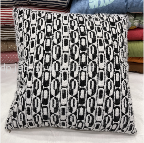 High-Grade Black and White Geometric Jacquard Pillow Bedside Sofa Office Lumbar Pillow Car Cushion Pillowcase