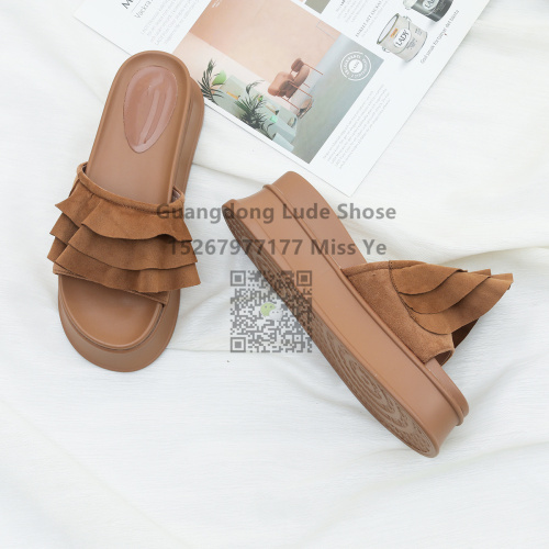 new slippers guangzhou women‘s shoes handcraft shoes summer women‘s shoes solid color sandals wedge platform sandals