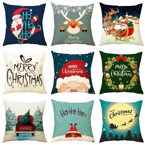 Amazon Christmas Snowman Garland Linen Fine Linen Jute Pillowcase Pillow Home Sofa Cushion 