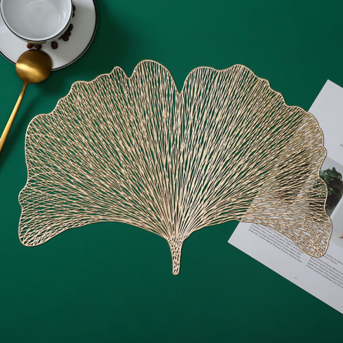 Table Decoration PVC Leaves Hollow Gilding Placemat Leaves Pattern Insulation Mat Western Food Table Mat