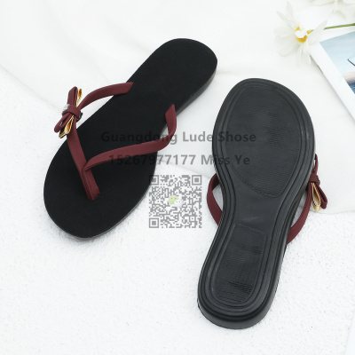 2022 New Slippers Women's Shoes Flip Flops Guangzhou Women's Shoes Handcraft Shoes Bow Flat Slippers Rhinestone Temperament