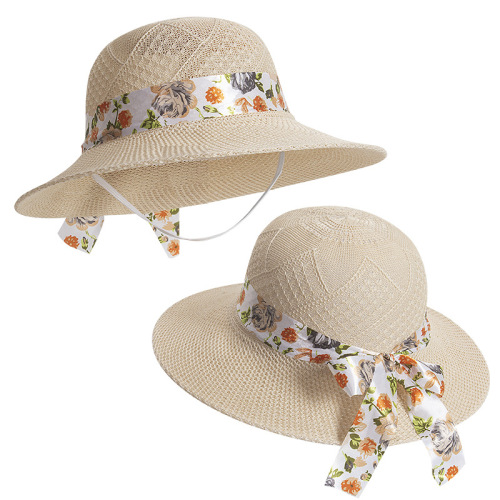 022 New Imitation Lafite Straw Hat Summer Ladies Mother Sun Hat Sun Protection Sunshade Big Brim Fisherman Hat 