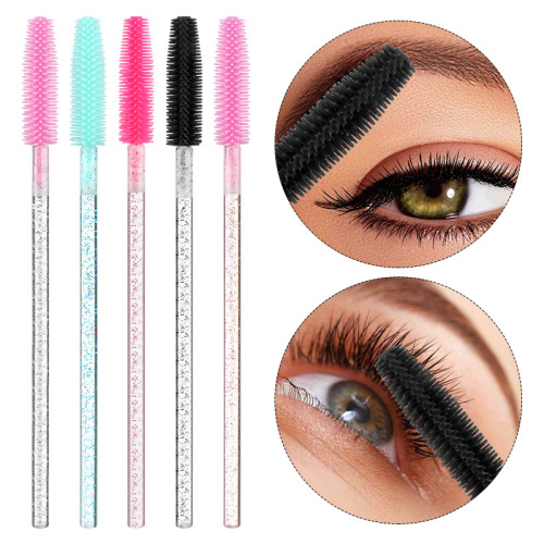 wholesale disposable eye beauty remover eyelash roll crystal pole tower type silicone brush color silicone eyelash brush