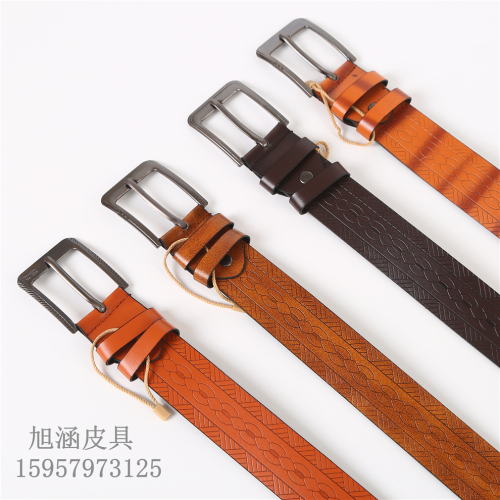 antique artistic young men‘s genuine leather belt pin buckle simple suit pants versatile belt retro