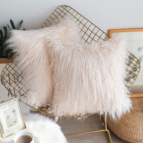 Nordic Instagram Style Plush Pillow Cover Modern Minimalist Internet Celebrity Imitated Tibet Sheep Fur Solid Color Cushion Cover Wholesale