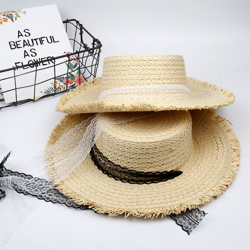 hand-woven women‘s summer big brim hat straw hat slender strap bow hat sun protection beach hat mother and daughter hat