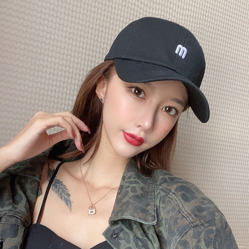 Hat Female Summer Three-Dimensional M Embroidered Letter Baseball Cap Male Korean Curved Brim Hat all-Match Casual Sun-Proof Peaked Cap Tide
