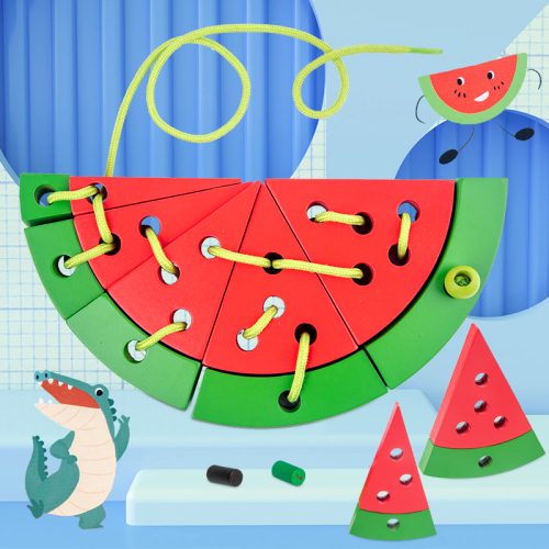 New Watermelon Kindergarten Children‘s Practical Ability Early Education Educational Wooden Threading String Toys