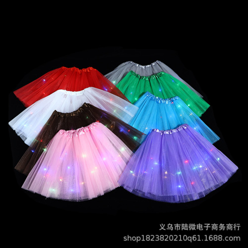 European and American Adult Ledtutu Skirt with Light Luminous Half-Length Tulle Skirt LED Light Tutu Pettiskirt Specializes in Foreign Trade