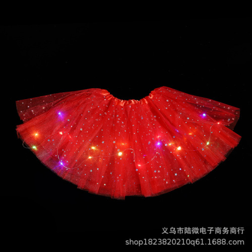 european and american children‘s luminous tutu skirt with lights luminous half-length mesh skirt led light pettiskirt specializing in foreign trade