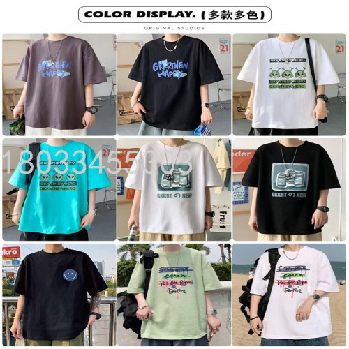 Men‘s Short Sleeve T-shirt Summer Pure Cotton Men‘s Half Sleeve T-shirt round Neck Men‘s Korean Style Casual Men‘s Clothing Stall Clothes Men