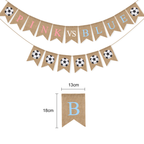 Football Pink Vs Blue Linen Swallowtail Pull Flag Baby Shower Baby Baptism Decoration Banner