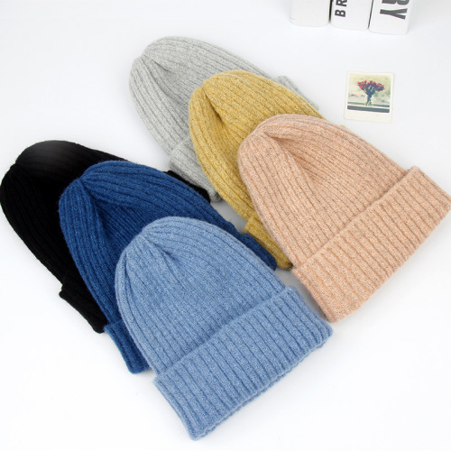 Knitted Hat Korean Style Winter Men‘s and Women‘s Casual Solid Color Black Hat Student Fashion All-Match Trendy Warm Wool Hat Ear Protection