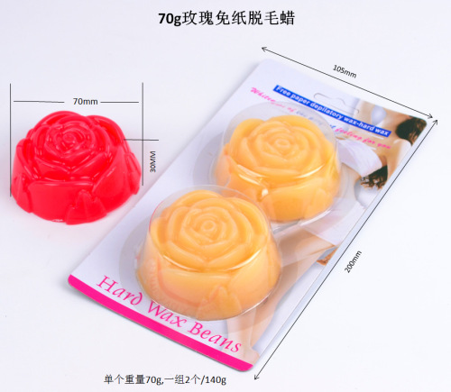 Cross-Border 70G Free Paper Hair Removal Wax Rose Shape Hair Removal Hard Wax Factory Direct Supply