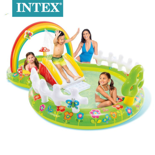 intex57154 8 words rainbow cover garden inftable pool inftable slide （toys） entertainment children family